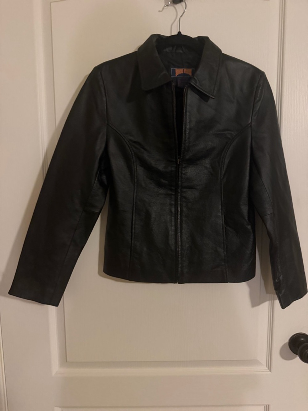 Stone Creek Classic Black Leather Jacket w/Pockete-    Size S
